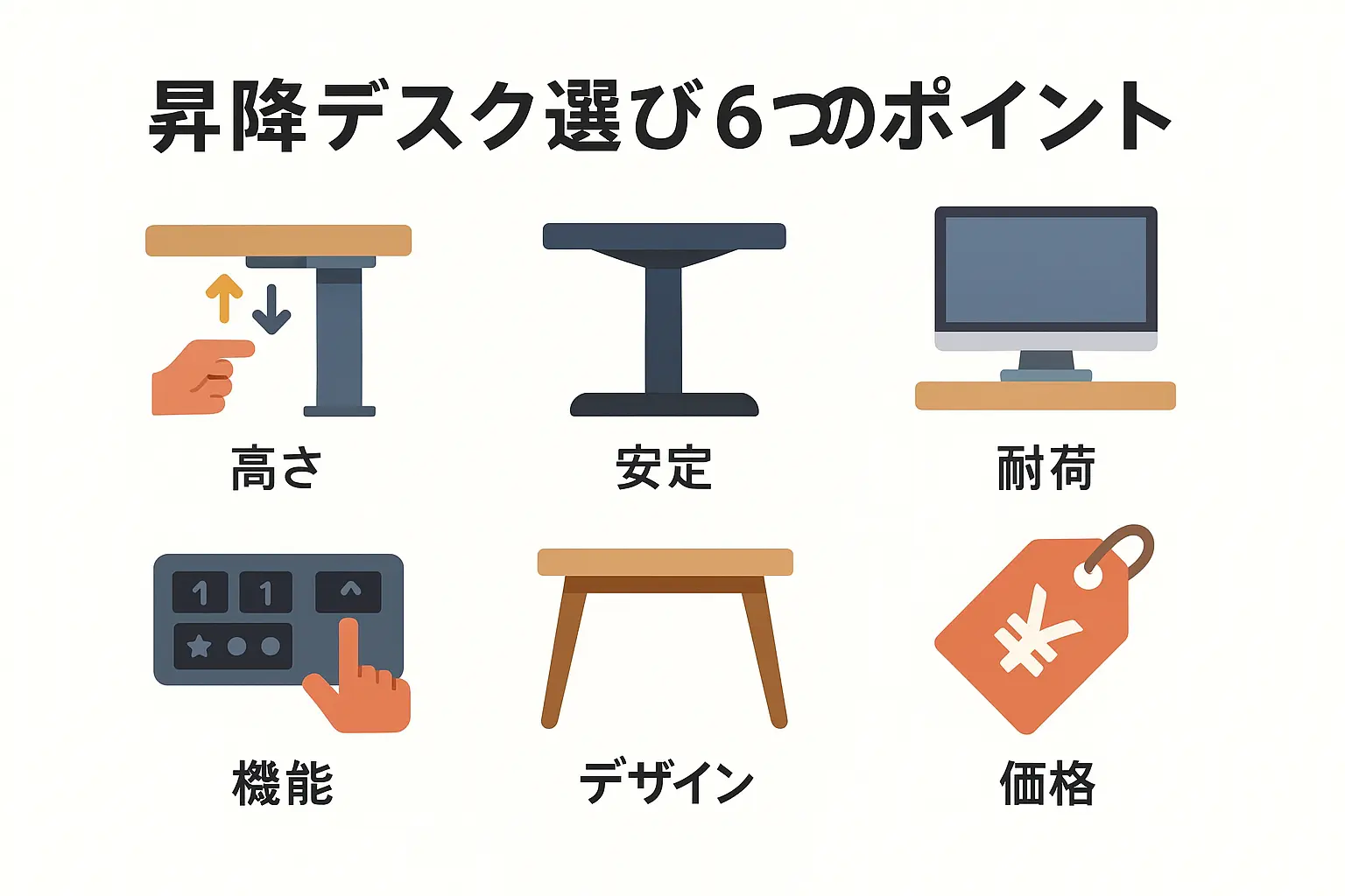 昇降デスク選び6つのポイント