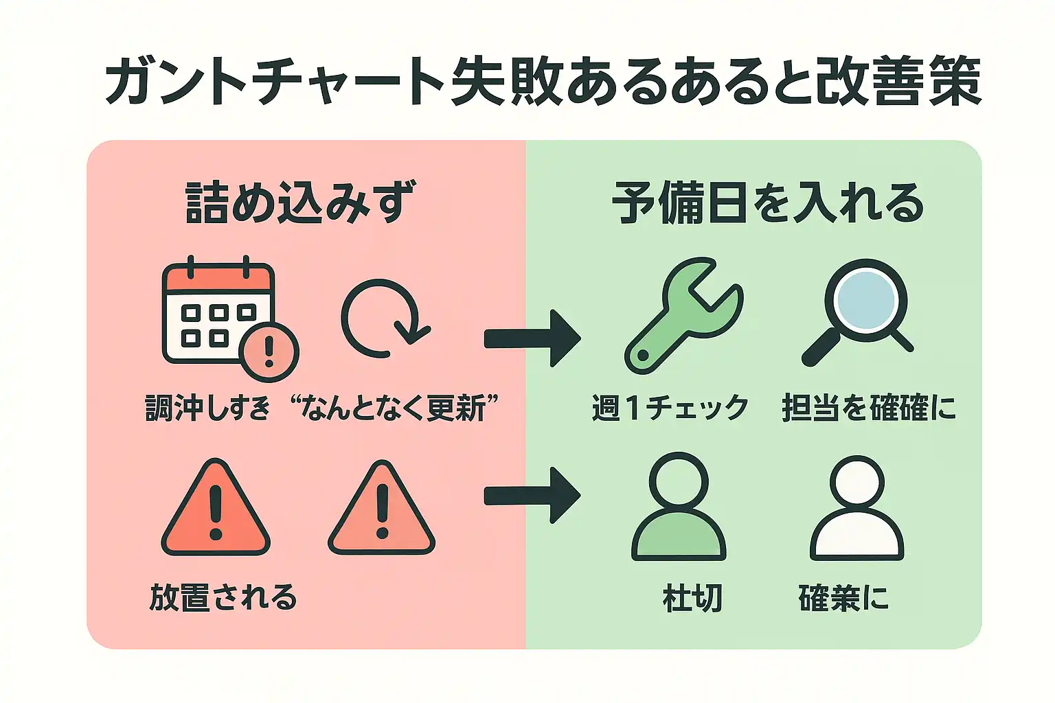ガントチャート失敗あるある