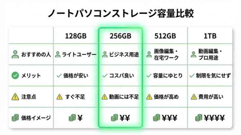 ノートPC容量比較