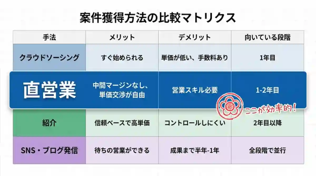 案件獲得方法の比較