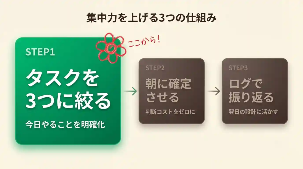 集中力を上げる3つの仕組み