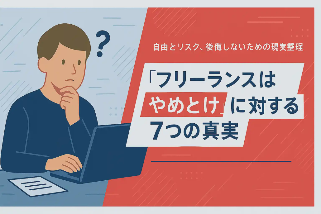 「フリーランスはやめとけ」に対する7つの真実｜後悔しない働き方選び方