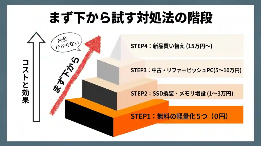 まず下から試す対処法の階段
