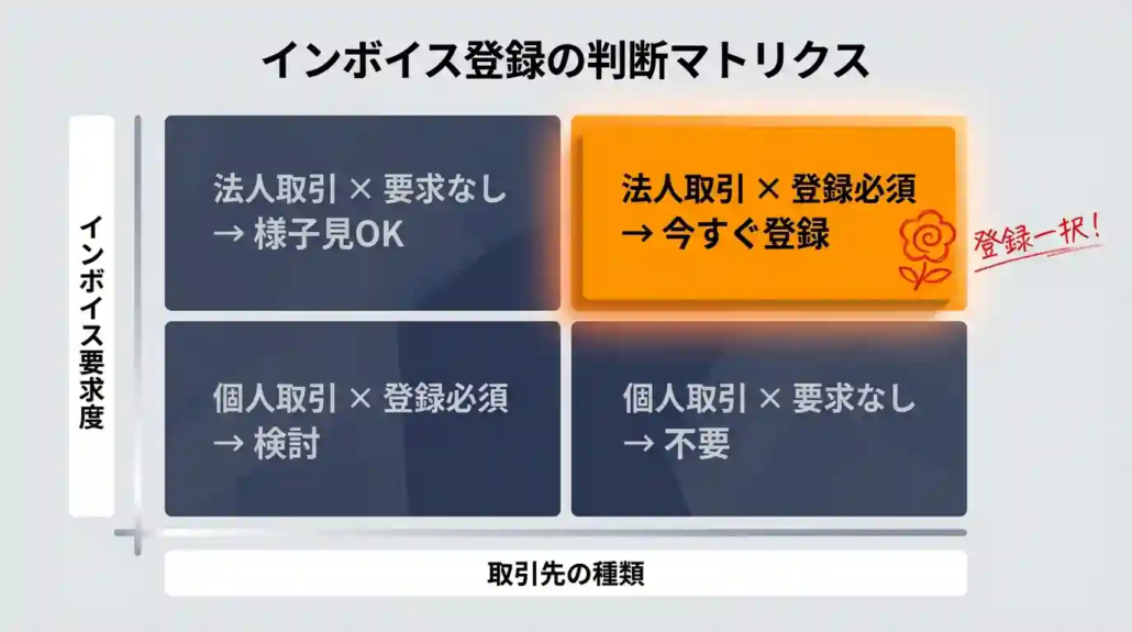 インボイス登録の判断マトリクス