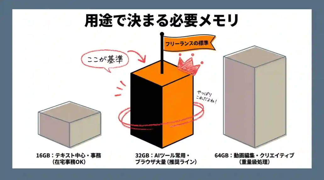 用途で決まる必要メモリ
