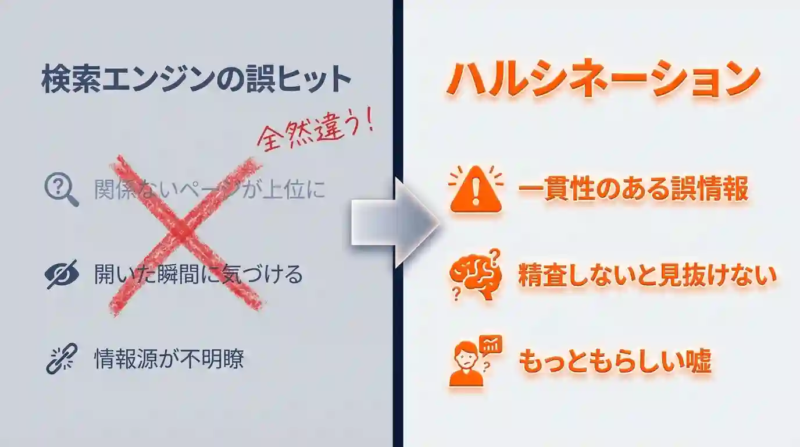 Google検索と生成AIのハルシネーションの違い
